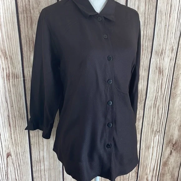 April Cornell Black Loose-fit Button Down Small - Picture 2 of 9